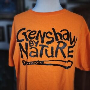 Crenshaw by Nature T Shirt Marathon Clothing Orange Graphic Tee Large Nipsey LA